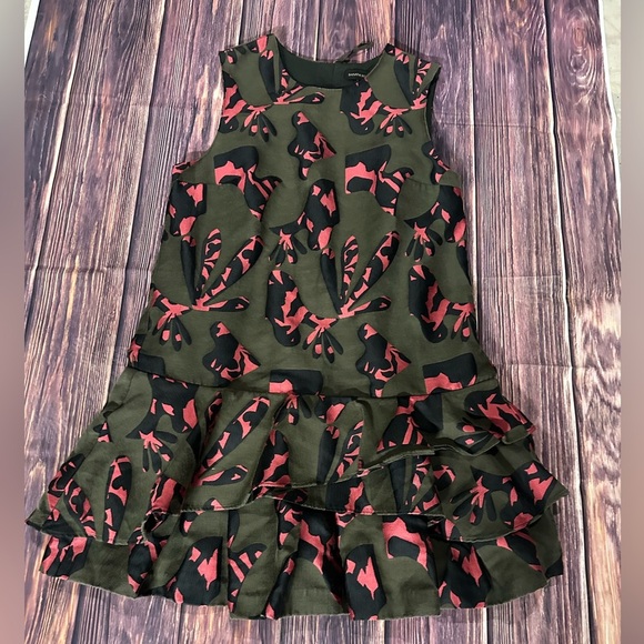 Banana Republic PIECED JACQUARD DROP-WAIST DRESS Stylish Dress in Green and Pink - Picture 3 of 8